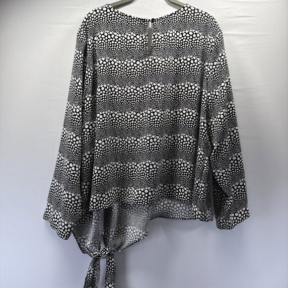 Talbots Women's Top Plus 3XP Black White Side Tie Long Sleeve Pullover Light - Picture 5 of 8